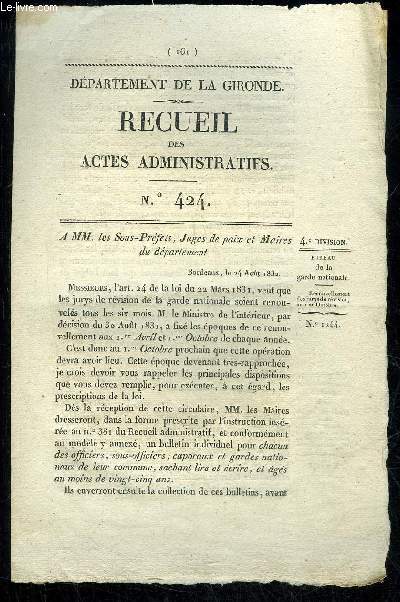 RECUEIL DES ACTES ADMINISTRATIFS N424