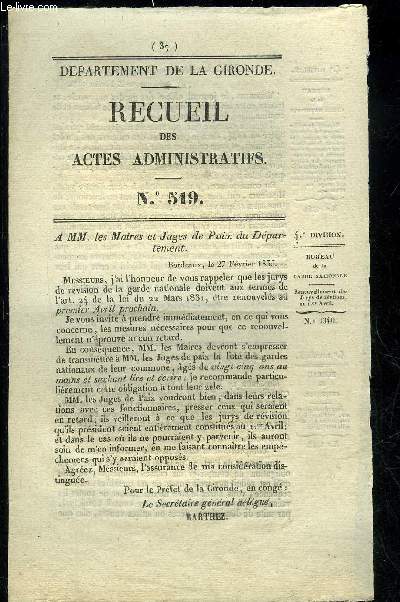 RECUEIL DES ACTES ADMINISTRATIFS N519