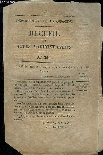RECUEIL DES ACTES ADMINISTRATIFS N556