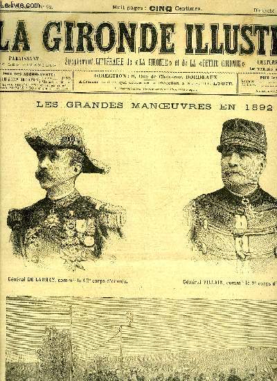 LA GIRONDE ILLUSTREE N 92 - LES GRANDES MANOEUVRES EN 1892