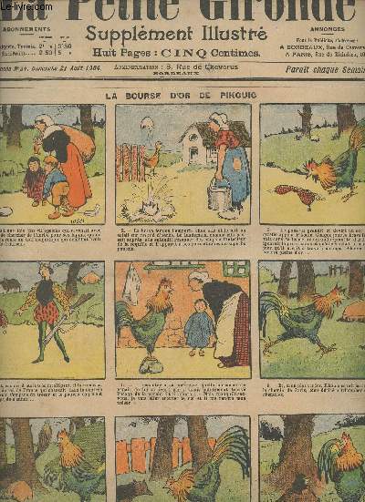 LA PETITE GIRONDE SUPPLEMENT ILLUSTRE - 7EME ANNEE N 34 - Dimanche 21 aot 1904 - La bourse d'or de Pikouic - Oh ! L'absinthe.. - Concours n263 bis - Lapide traverse la Manche  la nage - Un petit trou pas cher - Cambrioleur factieux - Soyons ingnieux