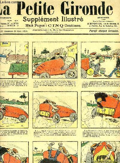 LA PETITE GIRONDE SUPPLEMENT ILLUSTRE - 8EME ANNEE N 13 MARS 1905 - le chauffeur Lapipe gagne la ... soucoupe de Fouzidon sur l'Ayeul - la croix et la bannire - prvoyance - le lit rveil - un bon truc - nos bons domestiques - les deux chiens .