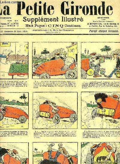 LA PETITE GIRONDE SUPPLEMENT ILLUSTRE - 8EME ANNEE N 13 MARS 1905 - le chauffeur Lapipe gagne la ... soucoupe de Fouzidon sur l'Ayeul - la croix et la bannire - prvoyance - le lit rveil - un bon truc - nos bons domestiques - les deux chiens .