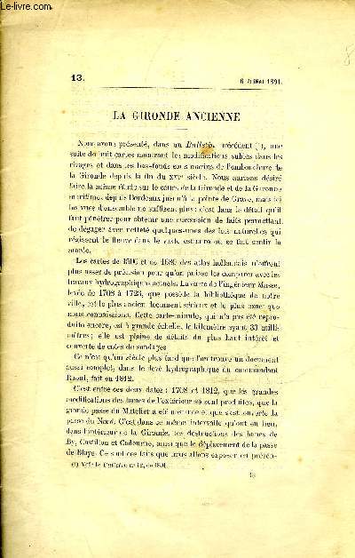 LA GIRONDE ANCIENNE - 6 JUILLET 1891 .