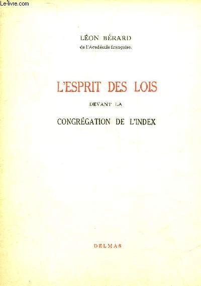 L'ESPRIT DES LOIS DEVANT LA CONGREGATION DE L'INDEX.