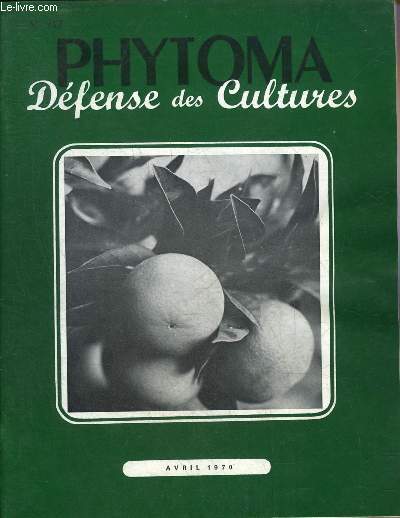 PHYTOMA DEFENSE DES CULTURES N217 AVRIL 1970 - Mise au point des moyens de lutte contre la Cochenille Unaspis yanonensis - 1969 une anne favorable au Mildiou de la vigne mais une protection satisfaisante du vignoble - les ennemis de la betterave etc.