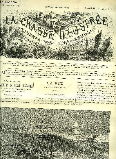 LA CHASSE ILLUSTREE N 37 La pie (modes de destruction) - a la billebaude par Silvio - gibier d'eau par De La Rue - la chasse et le gibier, le chien par Frechon - mdecine canine par Percheron - tout fait ventre par M. CH. L. - combat naval par Bellecroix