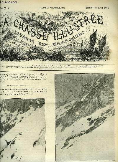 LA CHASSE ILLUSTREE N 11 Chasseur parisien et chasseur du midi par Bellecroix - chasses  la sauvagine - chasse rustique par Fleury - chasses d'Amrique par Mouraux - mdecine canine par Newbury - les tourneaux par Giat .