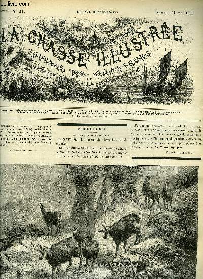 LA CHASSE ILLUSTREE N 21 Ncrologie par Bellecroix - a propos des tirs aux pigeons par Mouraux - la loi et les moeurs par Fleury - le coucou par Ternier - la gelinotte par A.M. - les field trials par Dequin - mdecine canine par Newbury .