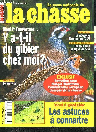 LA REVUE NATIONALE DE LA CHASSE N671 AOUT 2003 - Y a t il du gibier chez moi ? - les meilleurs chiens  livres - le lcher tlcommand - odorat  grand gibier grand nez - les forats du sanglier - huttiers diurnes de mazerolles etc.