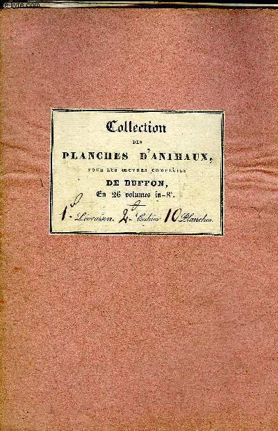 COLLECTION DES PLANCHES D'ANIMAUX POUR LES OEUVRES COMPLETES DE BUFFON - 9 PLANCHES EN NOIR ET BLANC.