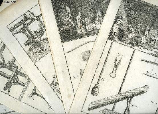 5 PLANCHES EN NOIR ET BLANC DONT EXTRAITES DE L'ENCYCLOPEDIE DE DIDEROT ET D'ALEMBERT SUR LE THEME CHAMOISEUR ET MEGISSIER.