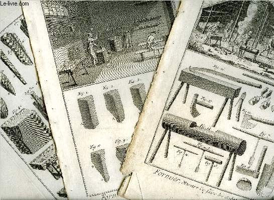 3 PLANCHES EN NOIR ET BLANC EXRAITES DE L'ENCYCLOPEDIE DE DIDEROT ET D'ALEMBERT SUR LE THEME FORMIER.