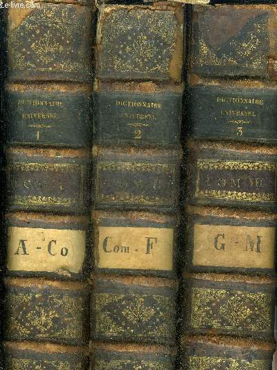 DICTIONNAIRE UNIVERSEL FRANCOIS ET LATIN - EN 6 VOLUMES - TOMES 1 + 2 + 3 + 4 + 5 + 6 (TOME 6 SUPPLEMENT).