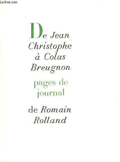 De Jean Christophe  Colas Breugnon, pages de journal - (Edition originale) - collection 