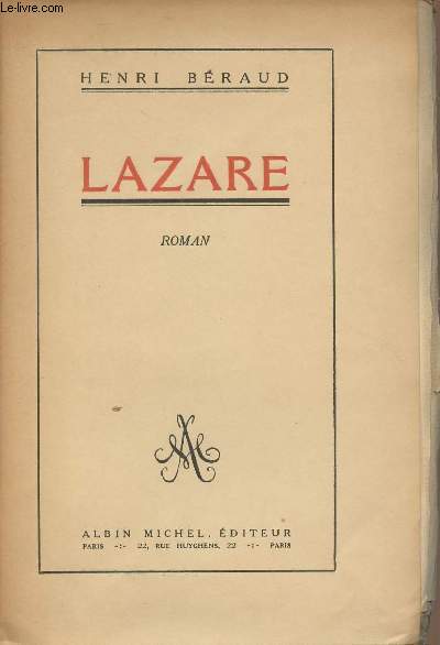 Lazare (Edition originale)