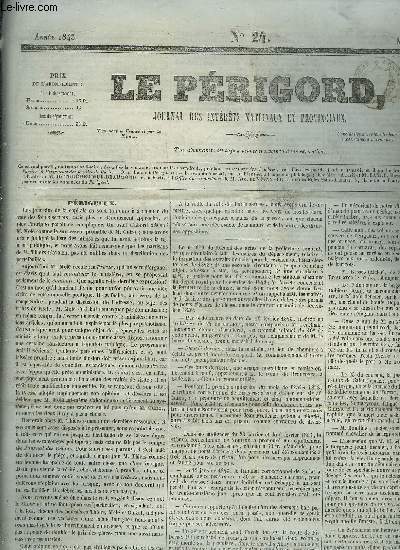 LE PERIGORD JOURNAL DES INTERETS NATIONAUX ET PROVINCIAUX N24 ANNEE 1843 -