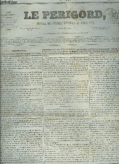 LE PERIGORD JOURNAL DES INTERETS NATIONAUX ET PROVINCIAUX N47 ANNEE 1843 - chemin de fer de Dijon a Chalons - cour d'assises du brabant affaire Caumartin audience du 15 avril 1842 .