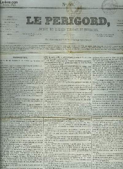 LE PERIGORD JOURNAL DES INTERETS NATIONAUX ET PROVINCIAUX N49 ANNEE 1843 - Prigueux - caisse d'pargne de Prigueux - tat civil de Prigueux - march de Prigueux - mouvement du port de Prigueux - rvolution de Saint Domingue .