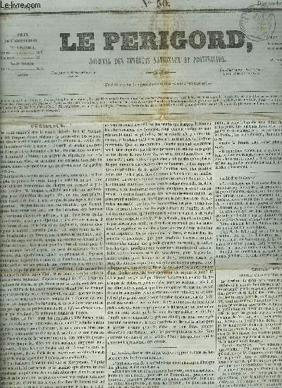LE PERIGORD JOURNAL DES INTERETS NATIONAUX ET PROVINCIAUX N50 ANNEE 1843 - Prigueux - Flora Macdonald - croisade fiscale contre l'agriculture franaise - prix des bestiaux  Prigueux - march de Poissy - variations sur le cours des bls etc.