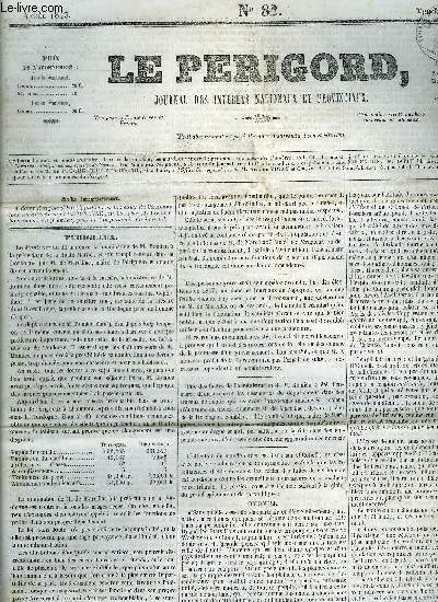 LE PERIGORD JOURNAL DES INTERETS NATIONAUX ET PROVINCIAUX N82 1843 - Prigueux - le legs ou une matine  sceaux comdie en un acte (suite) - mdaille offerte  M. de Larochejaquelein - adieux de M.Romieu  ses administrs - bulletin de la mode etc.