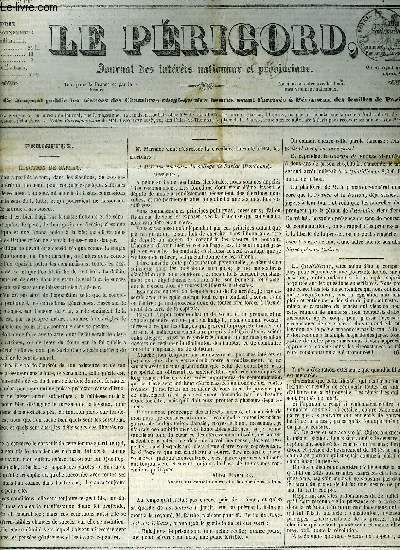 LE PERIGORD JOURNAL DES INTERETS NATIONAUX ET PROVINCIAUX N139 1844 - Prigueux lection de Sarlat - rgine (suite et fin) - bourse du 11 janvier 1844 - voyage de M. le duc de Bordeaux - M.O'Conell a Cork etc.