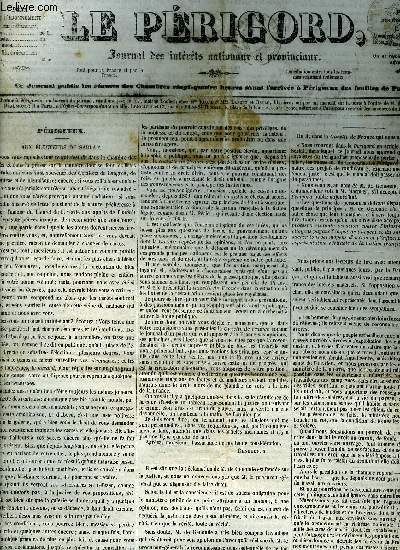 LE PERIGORD JOURNAL DES INTERETS NATIONAUX ET PROVINCIAUX N140 1844 - aux lections de Sarlat - le constitutionnel - le national - le sicle - le professeur de la chaire d'agriculture de Bordeaux publie cette anne les leons qu'il fait  Bordeaux et  L