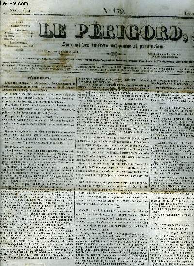 LE PERIGORD JOURNAL DES INTERETS NATIONAUX ET PROVINCIAUX N179 1844 - Prigueux - inondation a l'aristocratie anglaise - bulletin des chambres - Rive de Gier - caisse d'pargne de Prigueux - mouvement du port de Prigueux etc.