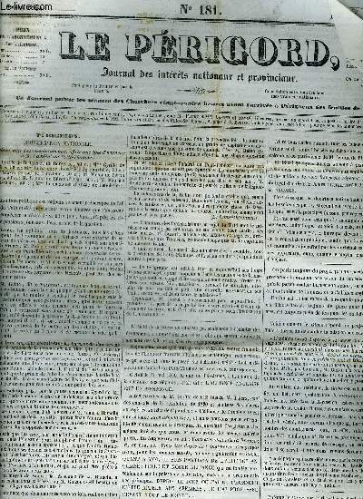 LE PERIGORD JOURNAL DES INTERETS NATIONAUX ET PROVINCIAUX N181 1844 - Prigueux souscription nationale - souvenirs de l'Inde - cole normale primaire de filles - jury mdical - cour d'assises de la Dordogne faux en criture de commerce Delord Deffarges