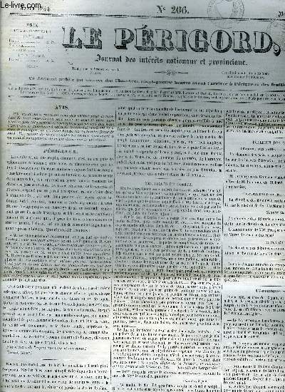 LE PERIGORD JOURNAL DES INTERETS NATIONAUX ET PROVINCIAUX N206 1844 - Prigueux - une course dans la Laponie - chronique locale - nouvelles de Goritz - Haiti le rcit suivant est videmment d  la plume d'un multre etc.