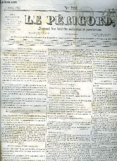 LE PERIGORD JOURNAL DES INTERETS NATIONAUX ET PROVINCIAUX N221 1884 - Algrie une lettre d'Oran arrive par la Ville de Bordeaux annonce que le marchal Bugeaud se proposait de surprendre le camp des marocains etc.