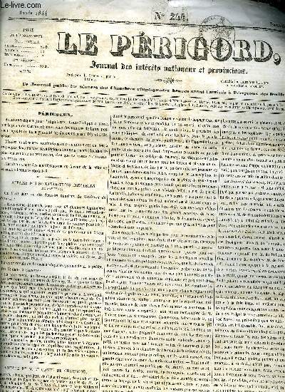 LE PERIGORD JOURNAL DES INTERETS NATIONAUX ET PROVINCIAUX N244 1844 - Prigueux - affaire des soixante trois lecteurs de Savenay - voyage de M. le Comte de Chambord - la presse dynastique et M.de Genoude - chronique locale - thatre de Prigueux etc.