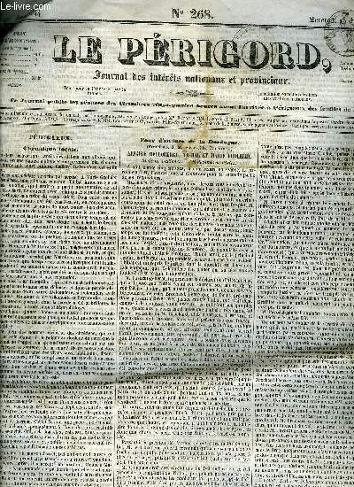 LE PERIGORD JOURNAL DES INTERETS NATIONAUX ET PROVINCIAUX N268 1844 - Prigueux - cour d'assises de la Dordogne affaire Delcouderc Thibal et Marie Grolhier .