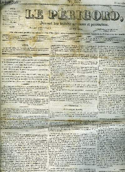 LE PERIGORD JOURNAL DES INTERETS NATIONAUX ET PROVINCIAUX N267 1844 - Prigueux - chronique locale - thatre de Prigueux - la gazette du Languedoc est acquitte - cour d'assises de la Dordogne affaire Delcouderc Thibal et Marie Grolhier etc.