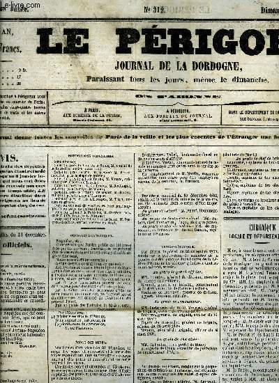 LE PERIGORD JOURNAL DE LA DORDOGNE - DEUXIEME ANNEE 1853 - LOT DE 83 NUMEROS .