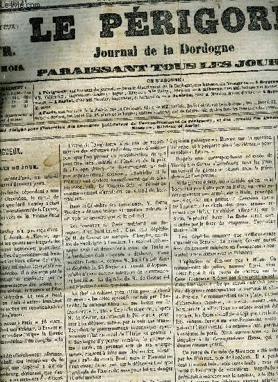 LE PERIGORD JOURNAL DE LA DORDOGNE - TROISIEME ANNEE 1854 - LOT DE 87 NUMEROS.