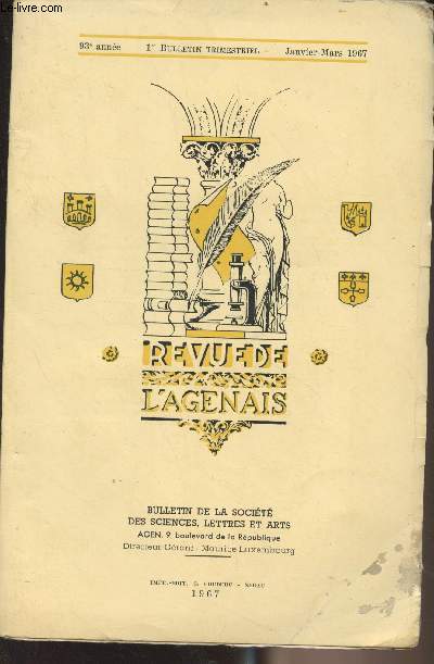 REVUE DE L'AGENAIS - 93EME ANNEE - N 1 - 5me table dcennale mthodique de la revue 1910-1919 - notes sur les origines de la cour d'appel d'Agen etc.