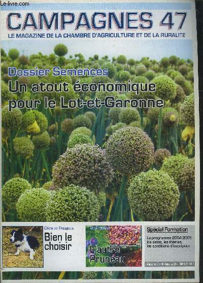 CAMPAGNES 47 N40 OCTOBRE 2004 - Randonnes dcouvrir de grands itinraires les fleurons - l'autre pruneau ferme de Cassagneau - l'avenir est assur ferme de la Bosse - dossier semences un atout conomique pour le Lot et Garonne etc.