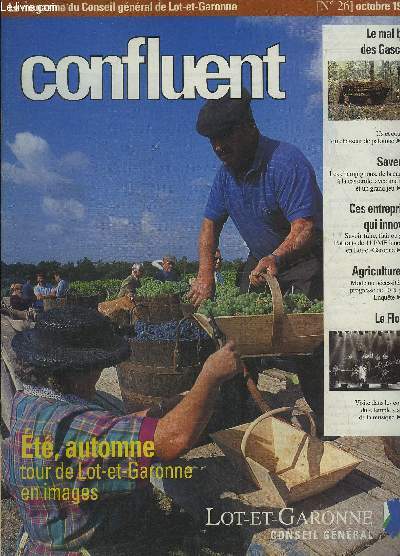 CONFLUENT N26 OCTOBRE 1996 - Le mal bleu des Gascons - saveurs les champignons de la cueillette  la casserole - ces entreprises qui innovent savoir faire flair ou gnie ? portraits de 11 PME innovantes en Lot et Garonne etc.