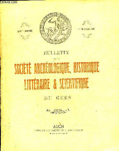 BULLETIN DE LA SOCIETE D'HISTOIRE ET D'ARCHEOLOGIE DU GERS - 1ER TRIMESTRE - 61EME ANNEE - La ferme cole de La Hourre par Fral - nouvelles hypothses de philologie gersoise par Polge - un Bigourdan ne fonde plus le royaume navarrais vers 816-820 etc.