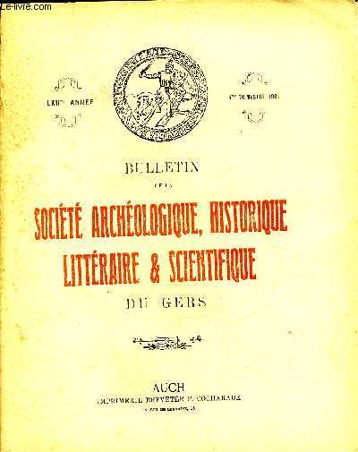 BULLETIN DE LA SOCIETE D'HISTOIRE ET D'ARCHEOLOGIE DU GERS - 4EME TRIMESTRE - 62EME ANNEE - In memoriam Charles Bourgeat 1886-1961 - visage de l'architecture seigneuriale  la veille du XVIe siecle en gascogne gersoise etc.