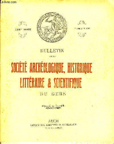 BULLETIN DE LA SOCIETE D'HISTOIRE ET D'ARCHEOLOGIE DU GERS - 1ER TRIMESTRE - 63EME ANNEE - Le sige de Maestricht et la mort de d'Artagnan par Samaran - du latin mdival au gascon moderne notes de philologie gersoise par Polge etc.