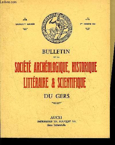 BULLETIN DE LA SOCIETE D'HISTOIRE ET D'ARCHEOLOGIE DU GERS - 2EME TRIMESTRE - 83EME ANNEE - Fontaines consacres nouvelles recherches par Loubs - quelques dcouvertes archologiques rcentes dans le dpartement du Gers par Lapart etc.