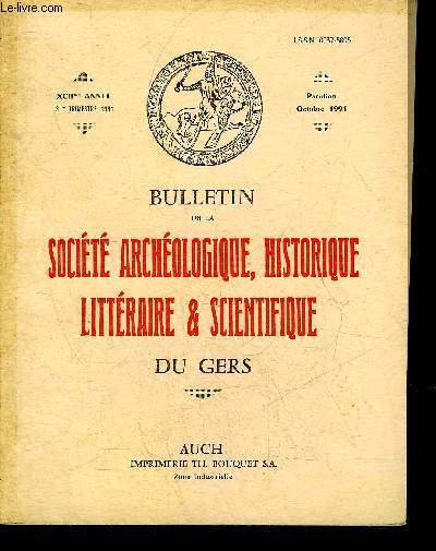 BULLETIN DE LA SOCIETE D'HISTOIRE ET D'ARCHEOLOGIE DU GERS - 3EME TRIMESTRE - 92EME ANNEE - Les origines et les premires dcennies de la socit archologique historique du Gers par Bordes etc.