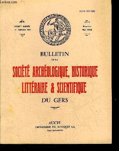 BULLETIN DE LA SOCIETE D'HISTOIRE ET D'ARCHEOLOGIE DU GERS - 1ER TRIMESTRE - 93EME ANNEE - Invasions et ethnonymie gasconne par Loubs - un village pyrnen du XIVe au XVIIe Bilhres en Ossau par Monsembernard etc.