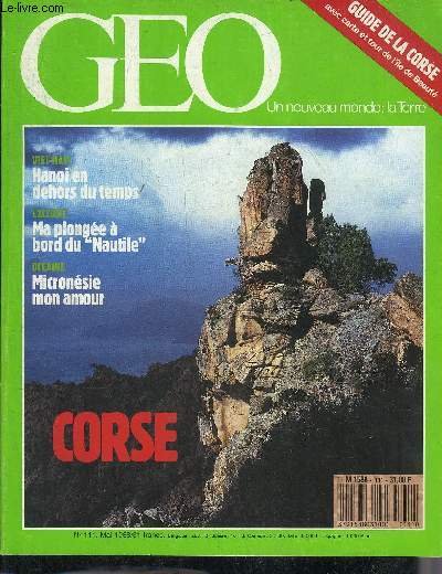 GEO N111 MAI 1988 - GUIDE DE LA CORSE AVEC CARTE ET TOUR DE L'ILE DE BEAUTE.