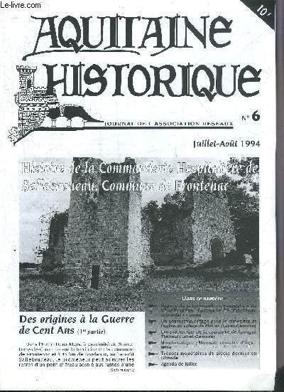 AQUITAINE HISTORIQUE GRAND SUD OUEST N6 JUILLET AOUT 1994 - Histoire de la Commanderie hospitalire de Sallebruneau commune de Frontenac Gironde 1re partie - un souterrain refuge sous le cimetire et l'glise du village de Moirax Lot et Garonne.