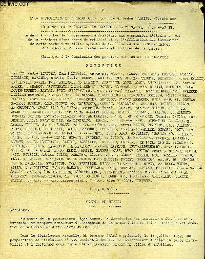 5 PAGES DE DOCUMENTS IMPRIMES : PROPOSITION DE RESOLUTION N1695 DE M.ANDRE LIAUTEY DEPOSEE SUR LE BUREAU DE LA CHAMBRE DES DEPUTES A LA 2E SEANCE DU 30 MARS 1933.