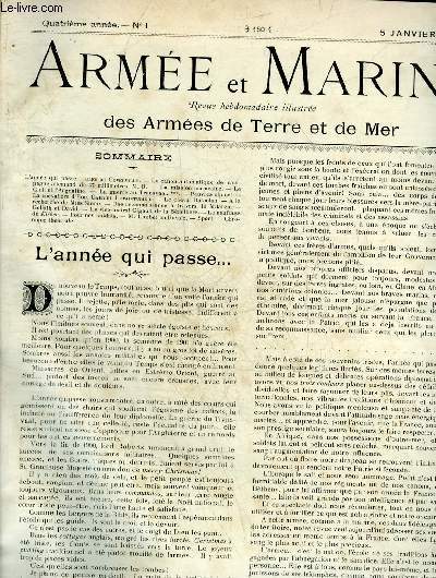 ARMEE ET MARINE N1 4EME ANNEE 5 JANVIER 1902 - L'anne qui passe Jules de Cuverville - le canon automatique de campagne allemand de 37 mm - la mission marocaine - le Chili et l'Argentine - la guerre au transvaal *** - pauvres alpins ! etc.