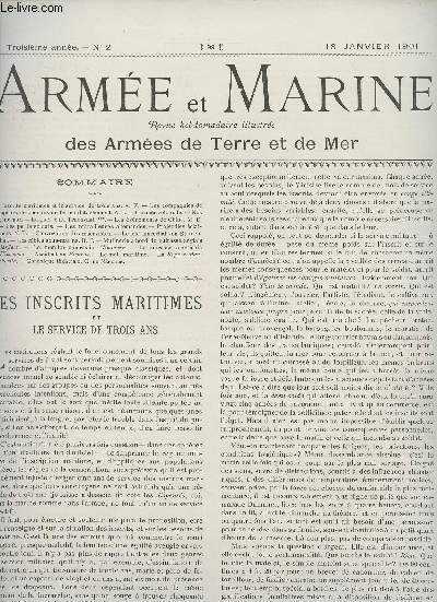 Arme et Marine N2 3eme anne, 13 janvier 1901 - Les inscrits maritimes et le service de trois ans - Les compagnies de sapeurs de chemins de fer en dtachement - L'arme coloniale - Nos gnraux - La guerre au Transvaal - Les vnements de Chine